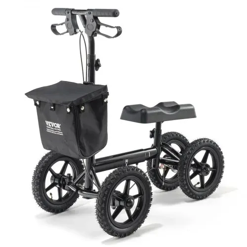 VEVOR Knieroller,Knie-Walker aus Aluminium mit höhenverstellbarer Lenkstange und Kniepolster, 30 cm Geländeräder, Doppelbremsen, Bein-Rehabilitationsroller für Knöchel- und Fußbrüche, 160 kg – Bild 8