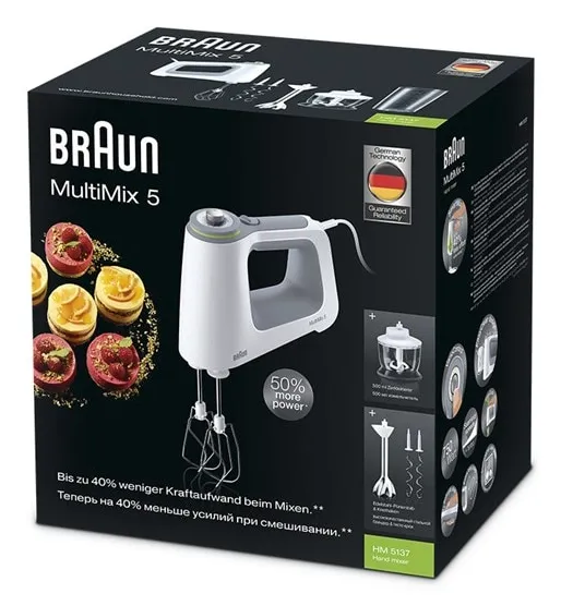 Braun MultiMix 5 HM 5137 Handmixer 750 W Grau, Weiß – Bild 4