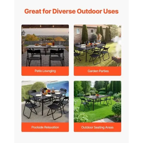 VEVOR Terrassentisch Gartentisch Balkontisch (1500 x 960 x 725 mm) aus Kohlenstoffstahl rechteckier Esstisch für Hof Terrasse Garten Veranda, wasserfest, mit 38 mm Schirmloch, 68 kg Tragkraft Schwarz – Bild 5