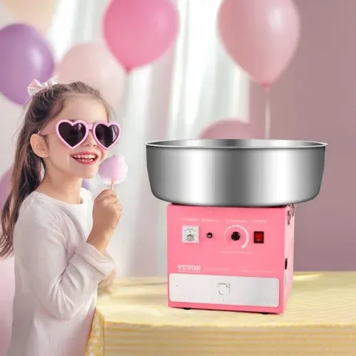 VEVOR elektrische Zuckerwattemaschine kommerzielle Zuckerwattegeräte (1000 W) mit 52 cm Edelstahlschüssel & Zuckerlöffel & Schublade, perfekt für Kindergeburtstage Familienfeiern Partys Rosa – Bild 7