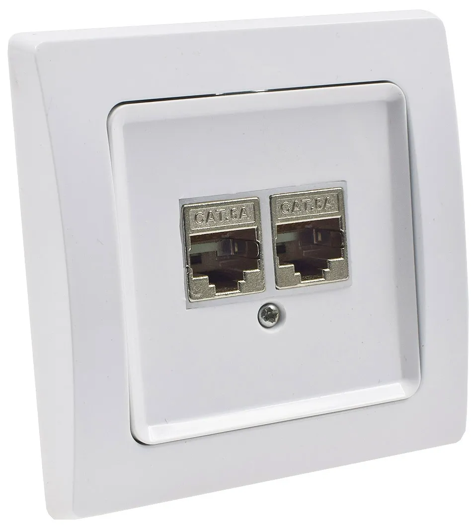 DELPHI Netzwerk-Dose 2x CAT6 inkl. Rahmen, UP, weiß DELPHI Netzwerk-Dose 2x CAT6 inkl. Rahmen, UP, weiß