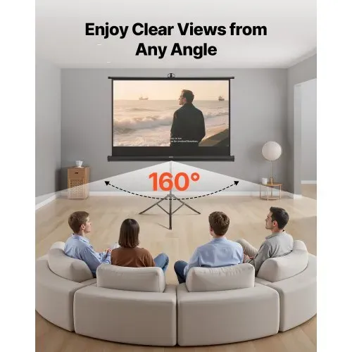 VEVOR Projektionsleinwand Stativleinwand (60 Zoll) mit 160° Weitwinkel, Beamerleinwand für Projektor innen & außen 16:9 4K HD, tragbare Filmleinwand mit Tragetasche für Heimkino Präsentation – Bild 6