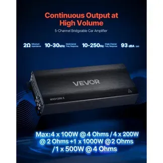 VEVOR Autoverstärker 5-Kanal, Endstufe Klasse D Überbrückbar, Max. 4 x 100 W an 4 Ohm / 4 x 200 W an 2 Ohm + 1 x 1000 W an 2 Ohm / 1 x 500 W an 4 Ohm, Hochleistungsverstärker für Fahrzeuge VEVOR Autoverstärker 5-Kanal, Endstufe Klasse D Überbrückbar, Max. 4 x 100 W an 4 Ohm / 4 x 200 W an 2 Ohm + 1 x 1000 W an 2 Ohm / 1 x 500 W an 4 Ohm, Hochleistungsverstärker für Fahrzeuge