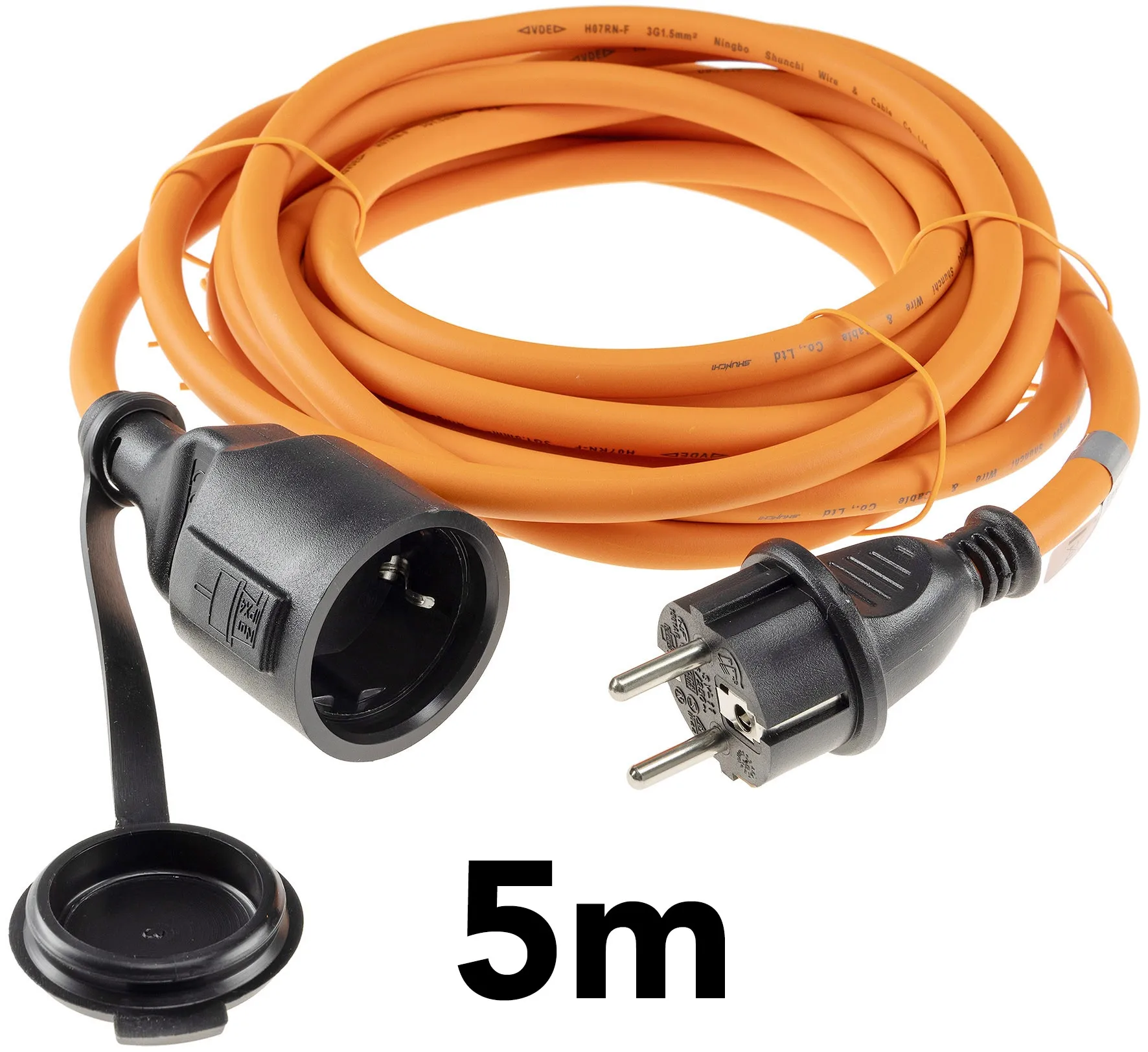 Verlängerungskabel 5m, IP44, Orange H07RN-F 3G1,5 , Stecker / Kupplung Verlängerungskabel 5m, IP44, Orange H07RN-F 3G1,5 , Stecker / Kupplung