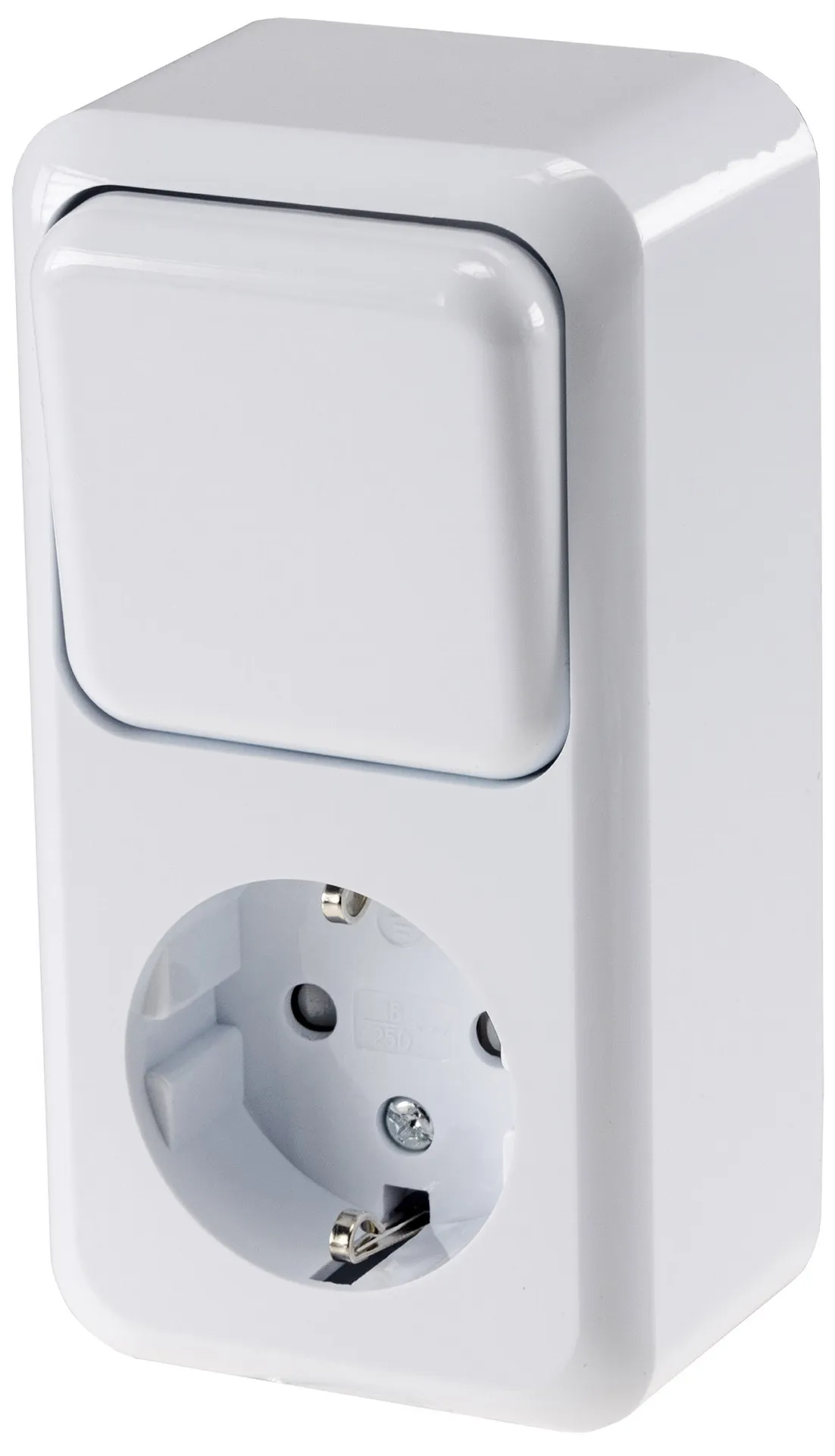 FASKO Kombi Steckdose Schalter, AP, Weiß 250V~, Aufputz, Schraubanschluss FASKO Kombi Steckdose Schalter, AP, Weiß 250V~, Aufputz, Schraubanschluss