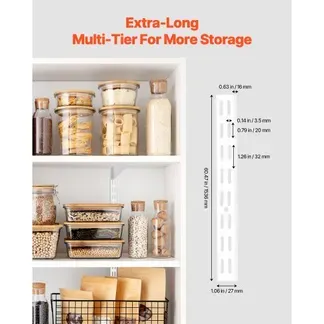 VEVOR Regalpilaster, 1536 mm, 5er-Pack, aufrechtes Wandregalsystem, Hochleistungs-Stützsystem mit zwei Schlitzen, 25 Schrauben, geeignet für die Organisation von Schränken und Schränken, Silber VEVOR Regalpilaster, 1536 mm, 5er-Pack, aufrechtes Wandregalsystem, Hochleistungs-Stützsystem mit zwei Schlitzen, 25 Schrauben, geeignet für die Organisation von Schränken und Schränken, Silber
