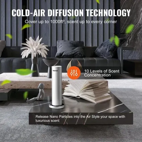 VEVOR Duftluftmaschine für Zuhause, 120 ml Bluetooth Smart Kaltluftdiffusor, 93,4 m² wasserloser Duftluftdiffusor für ätherische Öle, bodenstehende Aromatherapiemaschine für Spa, Yoga, Zuhause, Büro, – Bild 2