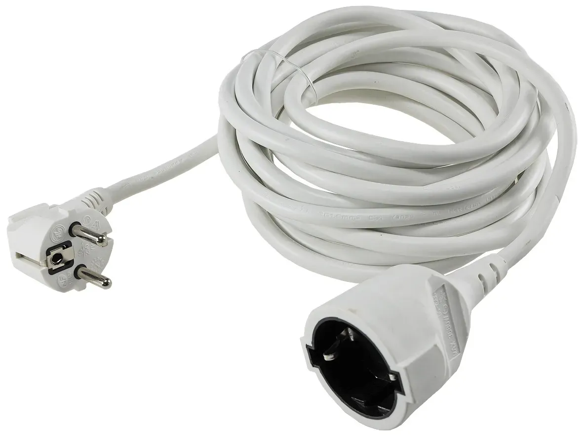 Schutzkontakt-Verlängerung, 5m, weiß H05VV-F3G 1,5mm² 16A/250V Schutzkontakt-Verlängerung, 5m, weiß H05VV-F3G 1,5mm² 16A/250V