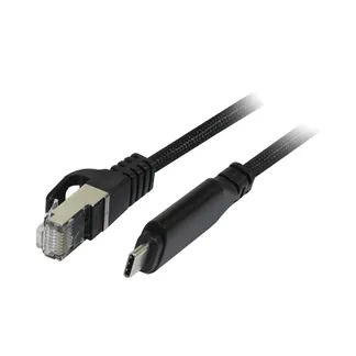Kabel USB, C(St) => RJ45(St)_Netzwerkkarte, 3.0m, USB3.2 Type-C, schwarz(Textil), Synergy 21, Kabel USB, C(St) => RJ45(St)_Netzwerkkarte, 3.0m, USB3.2 Type-C, schwarz(Textil), Synergy 21,