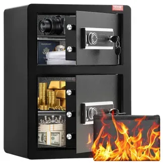 VEVOR Safe Tresor mit feuerfester Geldtasche, Doppeltüren-Safe 3,5 Kubikfuß, 2 höhenverstellbare Trennwände, digitaler Möbeltresor mit Schlüssel, Code, Safe für Geld Schmuck Wertsachen, Schwarz VEVOR Safe Tresor mit feuerfester Geldtasche, Doppeltüren-Safe 3,5 Kubikfuß, 2 höhenverstellbare Trennwände, digitaler Möbeltresor mit Schlüssel, Code, Safe für Geld Schmuck Wertsachen, Schwarz