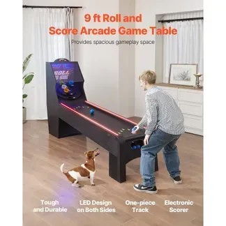 VEVOR 9 Fuß Roll und Score klassischer Arcade-Spieltisch, Indoor-Spielset mit elektronischer LED-Punkteanzeige, automatischer Ballrückgabe für Hausparty vier Bälle enthalten VEVOR 9 Fuß Roll und Score klassischer Arcade-Spieltisch, Indoor-Spielset mit elektronischer LED-Punkteanzeige, automatischer Ballrückgabe für Hausparty vier Bälle enthalten
