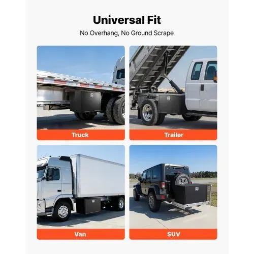 VEVOR Lkw Unterbaubox 914 x 609 x 609 mm Unterflur Staukasten Kaltgewalzter Stahl Wasserdichter Werkzeugkasten mit T-Griff Schloss für Lkw Anhänger Transporter Werkzeugkiste Unterflurkasten Schwarz – Bild 4