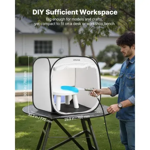 VEVOR tragbares Lackierkabinenzelt (72x72,5x5 cm Arbeitsbereich) Pop-Up-Sprühfarbenzelt für Sprühmalerei, wasserfeste Farbkabine für kleine Modelle Skulpturen Vasen Bilderrahmen Pop-Up-Design – Bild 3