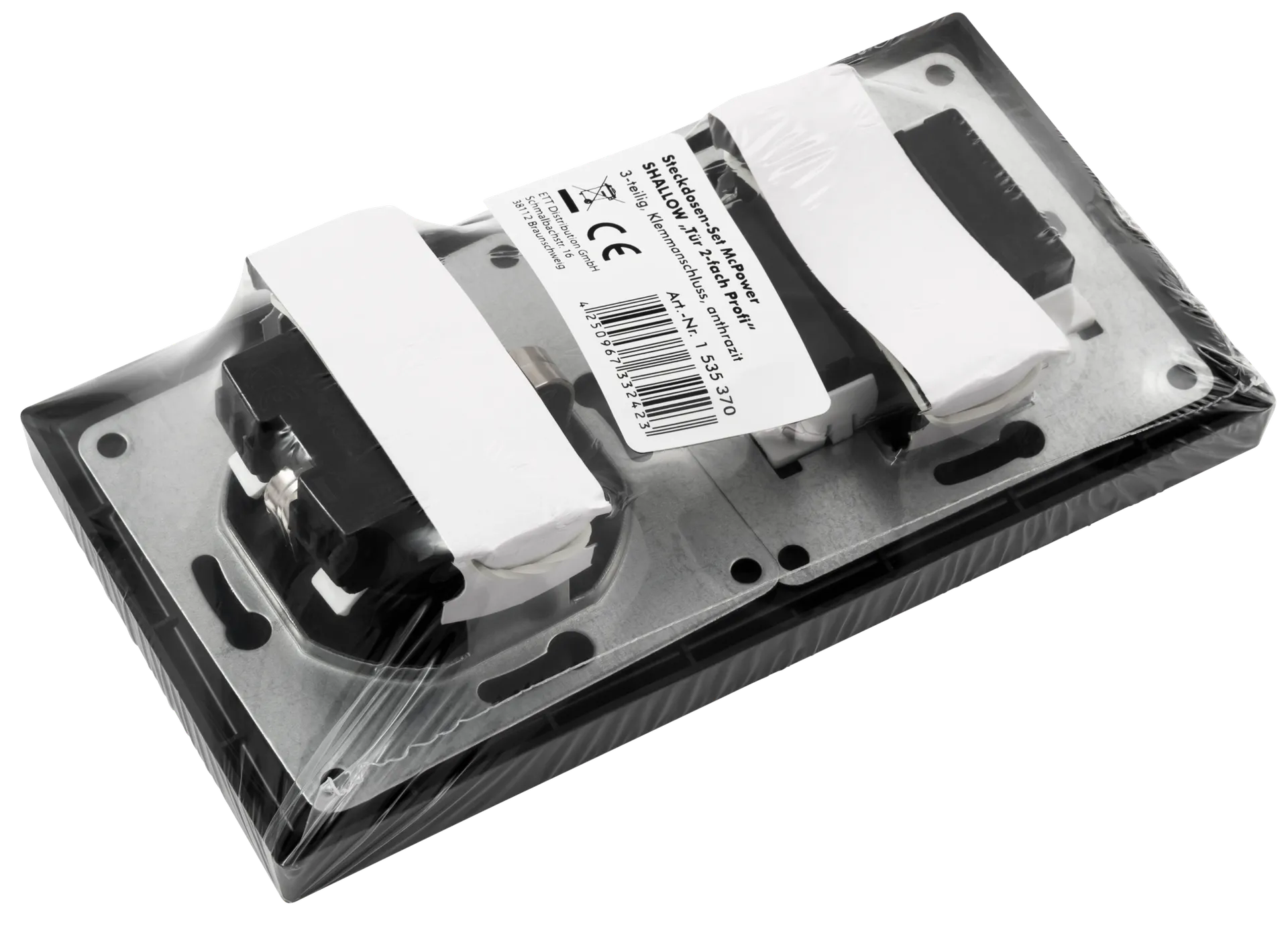 Schalter und Steckdosen Set McPower Shallow ''Tür 2-fach Profi'' 3-teilig, Steckanschluss – Bild 4