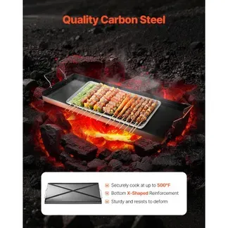 VEVOR Grillplatte Grillpfanne Karbonstahl universelle rechteckige Platte (812 x 310 mm) mit flacher Oberseite, Gasgrill-Grillplatte für BBQ-Grill Teppanyaki, tragbares Familienkochgeschirr mit Griff VEVOR Grillplatte Grillpfanne Karbonstahl universelle rechteckige Platte (812 x 310 mm) mit flacher Oberseite, Gasgrill-Grillplatte für BBQ-Grill Teppanyaki, tragbares Familienkochgeschirr mit Griff