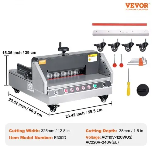 VEVOR elektrischer Papierschneider (330,2 mm Schnittbreite / 4 cm Schnittstärke), Desktop-Papierschneidemaschine mit Tastensteuerung, Papierschneider für Büro Schule Druckerei, Papier Schneiden – Bild 6
