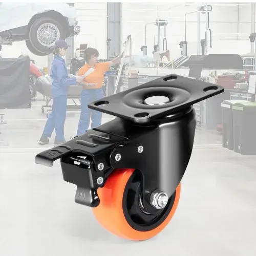 VEVOR Möbelrollen 4er-Set Lenkrollen PVC φ76,2mm Laufrollen 454kg Tragfähigkeit Transportrollen mit A/B-Bremsen Kastenrollen 360° Drehbar Schwerlastrollen für Häusern Büros Studios Fabriken – Bild 7