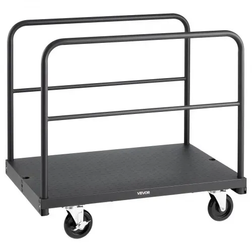 VEVOR Plattenwagen, 816 kg, 2-in-1 Transportwagen mit 360° Lenkrollen, Plattenroller, Plattenkarre mit 4 seitlichen Handläufen, Transporthilfe für Fabrik, Lager, Garage, Schwarz 914x610x858 mm – Bild 10
