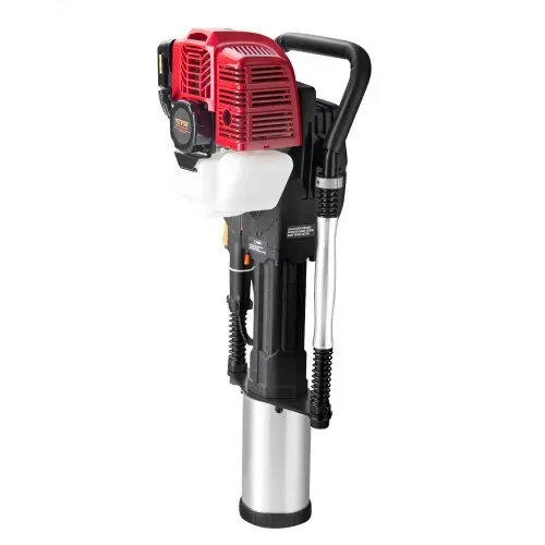 VEVOR 52ccm T-Pfostenramme mit Benzinantrieb, Zaunramme mit 2-Takt-Motor, tragbare 1400-W-Pfostenramme mit 3 Pfosten-Rammköpfen (49/69/100 mm), für Bauernhöfe, Ranchzäune, Straßenverbesserungen – Bild 8