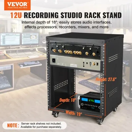 VEVOR 12U AV-Rack-Ständer, 500 lbs Kapazität, Netzwerk-Stereo-Aufnahmestudio-Rack mit feststellbaren Lenkrollen, runden und quadratischen Löchern, speziellen Belüftungsöffnungen für die Montage von 19-Zoll-Audio-, Video-, Musik- und IT-Geräten VEVOR 12U AV-Rack-Ständer, 500 lbs Kapazität, Netzwerk-Stereo-Aufnahmestudio-Rack mit feststellbaren Lenkrollen, runden und quadratischen Löchern, speziellen Belüftungsöffnungen für die Montage von 19-Zoll-Audio-, Video-, Musik- und IT-Geräten