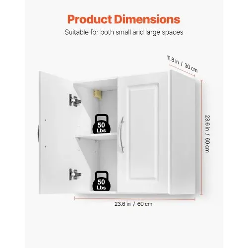 VEVOR Wandschrank für Waschküche, 2-stöckiger Wandhängeschrank mit verstellbarer Ablage, Küchenschrank mit2 Türen, für Küche Bad Wäscherei, 30 x 60 x 60 cm (T x B x H), Oberschrank Weiß VEVOR Wandschrank für Waschküche, 2-stöckiger Wandhängeschrank mit verstellbarer Ablage, Küchenschrank mit2 Türen, für Küche Bad Wäscherei, 30 x 60 x 60 cm (T x B x H), Oberschrank Weiß