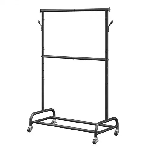 VEVOR Kleiderständer Garderobenständer rollbar mit verstellbarer Querstange & seitlichen Haken, 150 kg belastbar, robuster Kleiderständer aus Karbonstahl für Schlafzimmer Waschküche Wohnzimmer – Bild 8