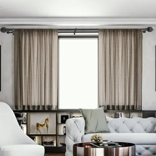 VEVOR Gardinenstangen Innenlauf 2-Läufig, 92-183 cm Gardinenstangen Verstellbar mit Abgerundetem Kugelkopf & Halterungen - Dekorative Fenster für Wohnzimmer Schlafzimmer Fenster / Schwarz – Bild 7