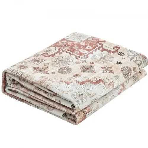 VEVOR Flächenteppich, 2743 x 3658 mm Kurzflor, waschbarer Teppich, rutschfester Wohnzimmerteppich, Vintage-Stil, Innenmatte für Schlafzimmer, Wohnzimmer, Kinderzimmer, Büro, Braunrot – Bild 8