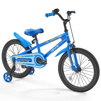 VEVOR Kinderfahrrad, 18 Zoll BMX-Stil-Fahrrad mit Stützrädern, empfohlene Kindergröße 110-140 cm, robust & einfach zu montieren, Kleinkinderfahrrad für Jungen & Mädchen zum Fahrradlernen, blau VEVOR Kinderfahrrad, 18 Zoll BMX-Stil-Fahrrad mit Stützrädern, empfohlene Kindergröße 110-140 cm, robust & einfach zu montieren, Kleinkinderfahrrad für Jungen & Mädchen zum Fahrradlernen, blau