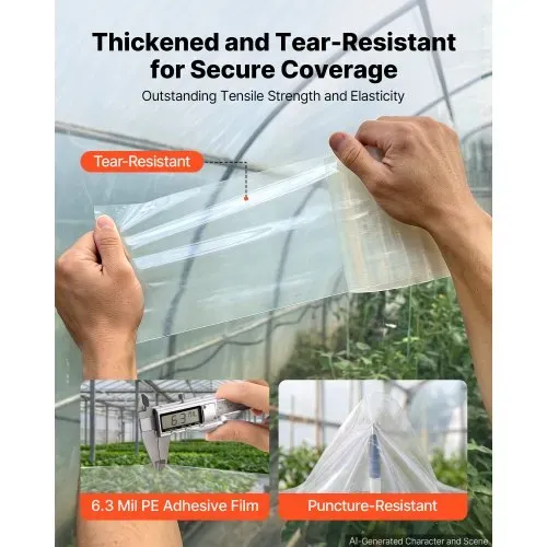 VEVOR Gewächshaus Reparaturband 0,15x32m Folienklebeband 0,15mm Transparent, zum Abdichten von Kunststofffolien & Zeltnähten, zum Reparieren von Löchern, Rissen & Nähten, Wasserdicht & Sonnenbeständig – Bild 2