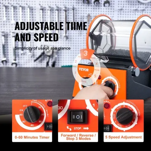 VEVOR Poliertrommel Schmuck-Poliermaschine 3 kg, Rotary Tumbler Oberflächenpolierer 60 W, Schmuck Polieren Dreh-Tumbler Einstellbare Zeit & Drehzahl Polierer Kugelmühle, für Gold, Silber usw. – Bild 3
