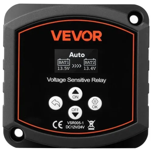 VEVOR Doppelbatterie Trennrelais Kit, 12 V 300 A 6 m 33.6 mm² (2 AWG), VSR-spannungsempfindliches Relais mit Voltmeter, LCD-Bildschirm, Batterie-Trennschalter, kompatibel mit Lithium-Batterien, für UTV, ATV – Bild 9