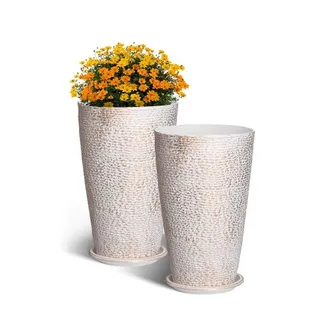 VEVOR Blumentopf, 2er Set, Großer konischer Pflanztopf 530 mm, Blumenkübel Steinfinish, Übertopf, Elegantes Design, Effizientes Drainagesystem, Für Veranda, Patio, Büros, Außen, Innen, Beige VEVOR Blumentopf, 2er Set, Großer konischer Pflanztopf 530 mm, Blumenkübel Steinfinish, Übertopf, Elegantes Design, Effizientes Drainagesystem, Für Veranda, Patio, Büros, Außen, Innen, Beige