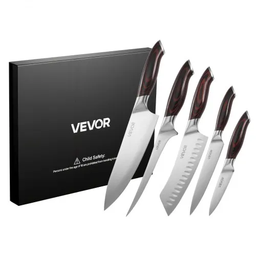 VEVOR Küchenmesserset 5-tlg. Set, Messer aus hochkohlenstoffhaltigem Edelstahl, langlebig & rostbeständig, Küchenbesteck mit ergonomischem & bruchfestem Griff für präzises Schneiden VEVOR Küchenmesserset 5-tlg. Set, Messer aus hochkohlenstoffhaltigem Edelstahl, langlebig & rostbeständig, Küchenbesteck mit ergonomischem & bruchfestem Griff für präzises Schneiden