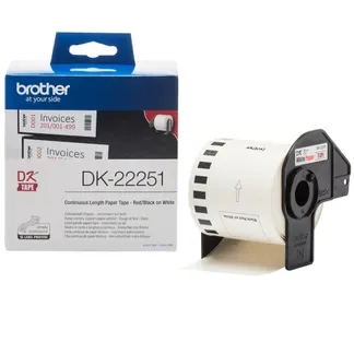 Brother DK-22251 Etiketten erstellendes Band Schwarz und rot auf weiß Brother DK-22251 Etiketten erstellendes Band Schwarz und rot auf weiß