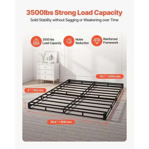 VEVOR Boxspringbettgestell (Queen-Size) mit Waschbarem Stoffbezug, Metallrahmen (2010 x 1510 x 102 mm) für Queensize-Betten, 102 mm Matratzenauflage, Max. Belastbarkeit 1587,57 kg, Matratzenfundament VEVOR Boxspringbettgestell (Queen-Size) mit Waschbarem Stoffbezug, Metallrahmen (2010 x 1510 x 102 mm) für Queensize-Betten, 102 mm Matratzenauflage, Max. Belastbarkeit 1587,57 kg, Matratzenfundament