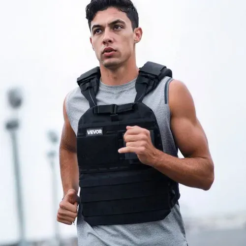 VEVOR Gewichtsweste (ohne Gewichtplatten) mit Schulterpolstern und Reflexstreifen, Trainingsweste für Krafttraining, Laufen, Joggen, Ausdauertraining, Muskeltraining, Home-Gym-Training, Unisex-Design – Bild 7