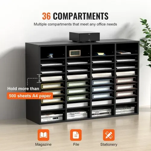 VEVOR 997 x 305 x 680 mm Briefablage Schreibtisch Organizer, 2,3–5,6 cm Einstellbar A4 Stapelbar Quer, Papierablage, Aufbewahrung Schreibtisch Ablagesystem Organisation, Ablage (Schwarz, 36 Fächer) – Bild 3