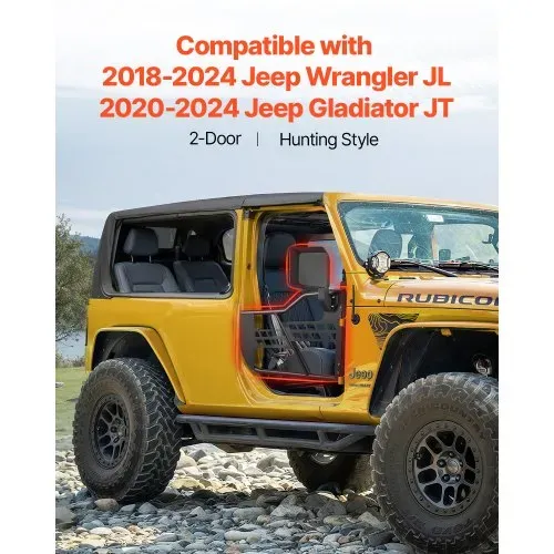 VEVOR Jeep-Rohrtüren (2-türig) im Jagdstil mit robusten Scharnieren und OE-Verriegelung, Jeep-Türen mit Rückspiegeln, passend für 2018–2024 Jeep Wrangler JL und 2020–2024 Jeep Gladiator JT VEVOR Jeep-Rohrtüren (2-türig) im Jagdstil mit robusten Scharnieren und OE-Verriegelung, Jeep-Türen mit Rückspiegeln, passend für 2018–2024 Jeep Wrangler JL und 2020–2024 Jeep Gladiator JT
