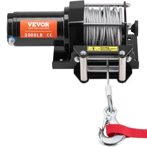VEVOR Elektrische Seilwinde, 3000 lb Zugkraft, 12 V DC für ATV/UTV, mit Φ3/16 Zoll x 39 Fuß Stahlkabel, Rollenseilführung, Kabelfernbedienung, IP55 Wasserbeständigkeit, Ideal für UTV ATV Offroad-Bergung – Bild 8