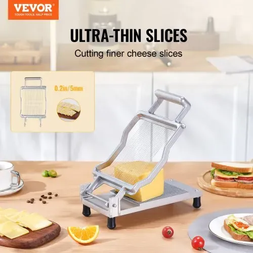 VEVOR Käseschneider mit Draht, 0,2 Zoll ultradünne Käse-Butterschneideklinge, abnehmbarer Käsehobeldraht, kommerzieller Käsehobel aus Aluminiumlegierung mit Messerdraht aus 316er Edelstahl, zum Kochen in der Küche VEVOR Käseschneider mit Draht, 0,2 Zoll ultradünne Käse-Butterschneideklinge, abnehmbarer Käsehobeldraht, kommerzieller Käsehobel aus Aluminiumlegierung mit Messerdraht aus 316er Edelstahl, zum Kochen in der Küche