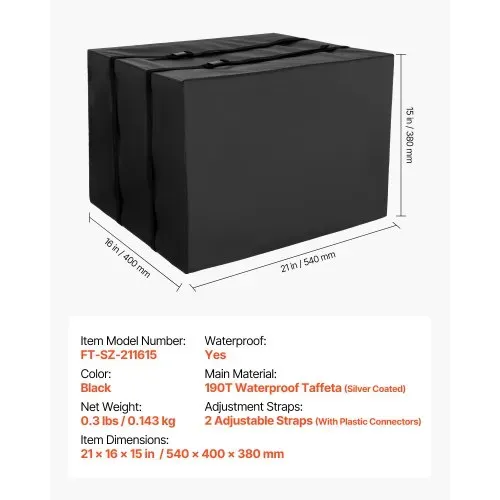 VEVOR Klimaanlagenabdeckung, 530 x 400 x 380 mm, Abdeckung für Außengeräte, doppellagig, wasserdichtes Polyestergewebe, verstellbarer Schultergurt, Universalgröße für den Außenbereich – Bild 6