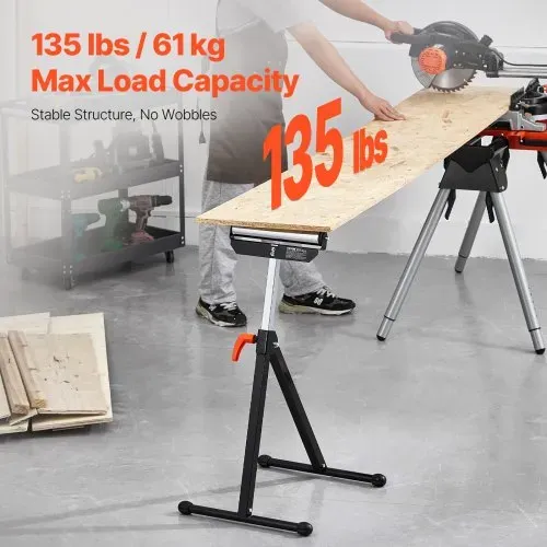 VEVOR 2er-Set Rollenbock, 61 kg Tragkraft, höhenverstellbar 68-108 cm,kappbarer Rollenständer mit 292,1 mm poliertem Stahlrollenkopf, Arbeitsbock für Tischkreissägen-Auslauf, Verlängerungsstütze VEVOR 2er-Set Rollenbock, 61 kg Tragkraft, höhenverstellbar 68-108 cm,kappbarer Rollenständer mit 292,1 mm poliertem Stahlrollenkopf, Arbeitsbock für Tischkreissägen-Auslauf, Verlängerungsstütze