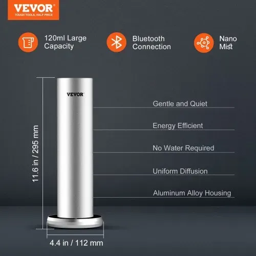 VEVOR Duftluftmaschine für Zuhause, 120 ml Bluetooth Smart Kaltluftdiffusor, 93,4 m² wasserloser Duftluftdiffusor für ätherische Öle, bodenstehende Aromatherapiemaschine für Spa, Yoga, Zuhause, Büro, VEVOR Duftluftmaschine für Zuhause, 120 ml Bluetooth Smart Kaltluftdiffusor, 93,4 m² wasserloser Duftluftdiffusor für ätherische Öle, bodenstehende Aromatherapiemaschine für Spa, Yoga, Zuhause, Büro,