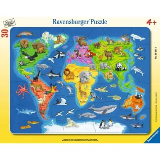 Kinderpuzzle Weltkarte mit Tieren Kinderpuzzle Weltkarte mit Tieren