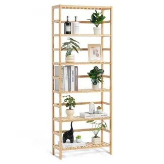 VEVOR Bücherregal mit 6 Ablagen aus Bambus, Aufbewahrungsregal, freistehender multifunktionaler Blumenpflanzenständer Aktenregal ideal für Badezimmer Schlafzimmer Büro Arbeitszimmer Naturfarbe VEVOR Bücherregal mit 6 Ablagen aus Bambus, Aufbewahrungsregal, freistehender multifunktionaler Blumenpflanzenständer Aktenregal ideal für Badezimmer Schlafzimmer Büro Arbeitszimmer Naturfarbe