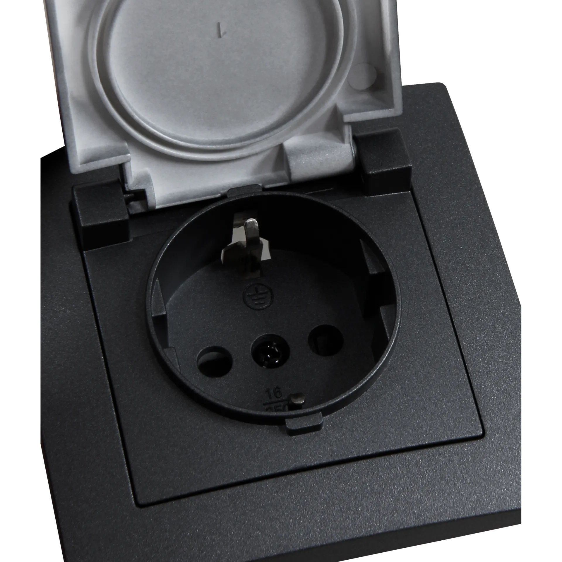Schutzkontakt-Steckdose McPower ''Flair'', 250V~/16A, UP, IP44, anthrazit,2er-Pack – Bild 2