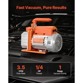 VEVOR Vakuumpumpe, 3,5 CFM 99 L/min, 1-stufig, 180 W geeignet für R134a-, R22- und R410a-Systeme, 4-poliger Motor, für die Wartung von Kfz-Klimaanlagen & die Entgasung von Harzen, inkl. Öl. VEVOR Vakuumpumpe, 3,5 CFM 99 L/min, 1-stufig, 180 W geeignet für R134a-, R22- und R410a-Systeme, 4-poliger Motor, für die Wartung von Kfz-Klimaanlagen & die Entgasung von Harzen, inkl. Öl.
