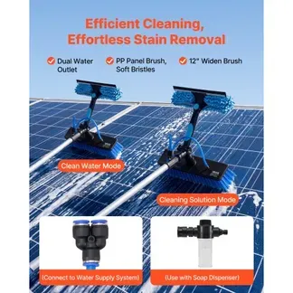 VEVOR Teleskop Waschbürste für Solarpanel, Photovoltaik Reiniger inkl. 1,7-6m Alu-Teleskop 20m Wasseranschluss 180° Bürste Abzieher Seifenspender, Reinigungsset für Solaranlage Fenster Terrassendach VEVOR Teleskop Waschbürste für Solarpanel, Photovoltaik Reiniger inkl. 1,7-6m Alu-Teleskop 20m Wasseranschluss 180° Bürste Abzieher Seifenspender, Reinigungsset für Solaranlage Fenster Terrassendach