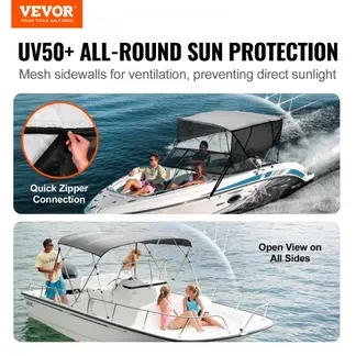 VEVOR 4-Bogen-Bimini-Top-Bootsabdeckung, 216–228 cm Einbaubreite 600D-Polyester-Überdachung, Bootsverdeck mit Abnehmbare Mesh-Seitenwände, Wasserdicht & Sonnenschutz, inkl. Aufbewahrungsbox Hellgrau VEVOR 4-Bogen-Bimini-Top-Bootsabdeckung, 216–228 cm Einbaubreite 600D-Polyester-Überdachung, Bootsverdeck mit Abnehmbare Mesh-Seitenwände, Wasserdicht & Sonnenschutz, inkl. Aufbewahrungsbox Hellgrau